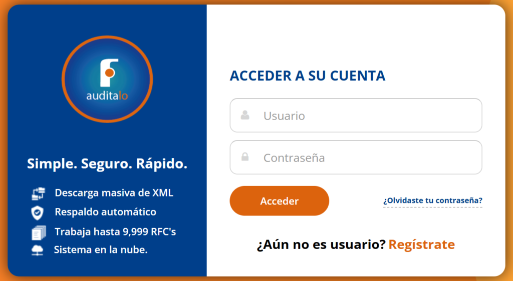 Inicio de sesión al sistema contable Auditalo