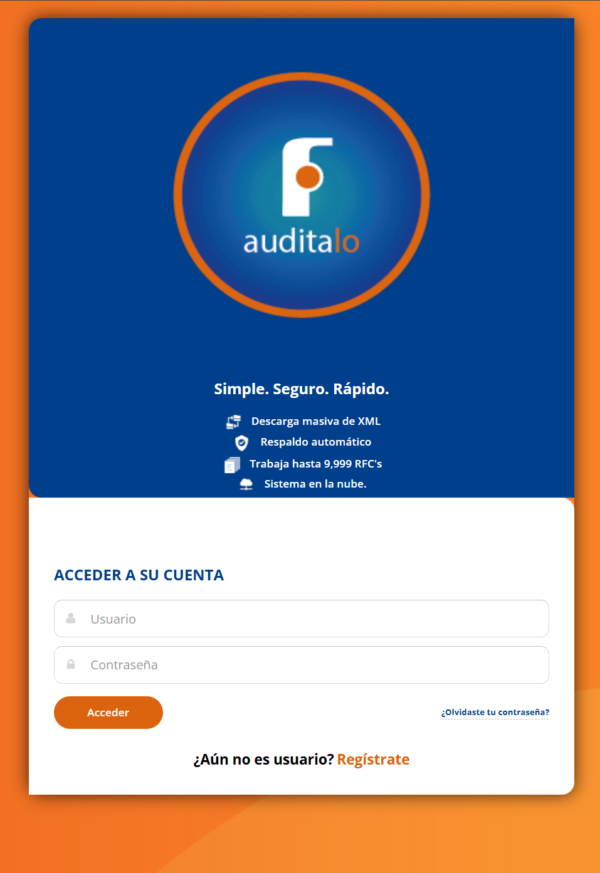 Inicio de sesión al sistema Auditalo